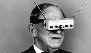 historic photo of an early user of wearable virtual reality gear