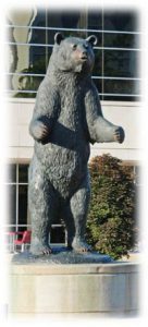 Photo of the Bear Statue near Plaster Student Union on the campus of MO State University