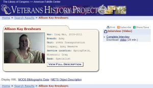Screenshot of the Appleby Veterans Oral History Project
