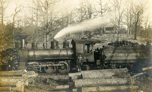 old photo of a lumber train