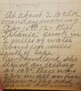 Image of Clouser's handwritten diary