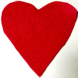 A red felt heart