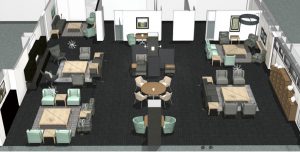 Birdseye rendering of the new Meyer Library den