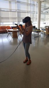 Photo of VR demo in Meyer Library