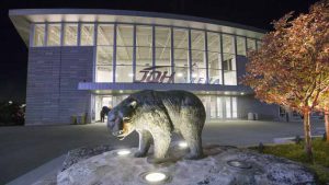 Photo of the JQH Arena entrance at night