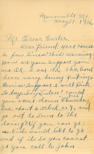 Oscar Carter Letter 1916