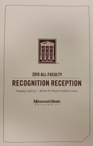 Cover of the program for the All-Faculty Recognition Reception