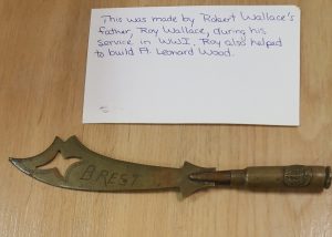 Photo of a trench art letter opener