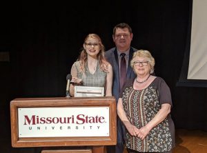 Spring 2019 VSPSS award winner with College of Arts and Letters Dean and Vicki Stanton