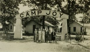 old photo of the entrance to Camp Joy