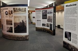 The "Over There" exhibit panels