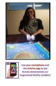 Use your smartphone and the Artivive app to see Brooke demonstrate our augmented reality sandbox