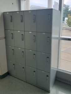 Lockers in the Lobby of Duane G. Meyer Library
