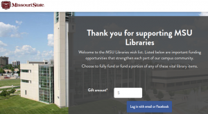 Screen shot of Giving Webpage