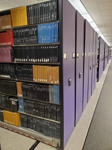 compact shelving at Duane G. Meyer Library