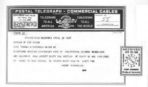 1926 Route 66 telegram