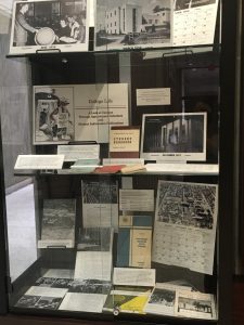Display case at the Alumni Center
