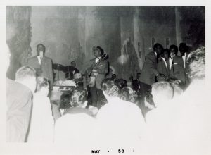 The Coasters playing at the Shrine Mosque in Springfield, Missouri, 1958. Photo is from the Ora Logan Collection, Special Collections and Archives, part of Missouri State University Libraries. 