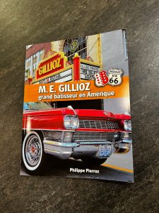 Photo of Gillioz book with image of a classic car in front of the Gillioz Theater in Springfield, Missouri.
