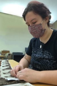 A student working on her ART/MST 488 conservation project.