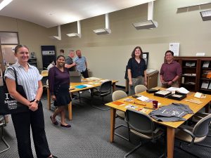 The Missouri State University admissions department visited the Duane G. Meyer Library. This photo is of them in the Special Collections and University Archives room.