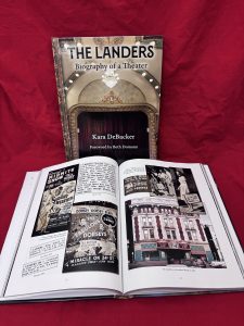 Image of the cover and interior of a new book called The Landers: Biography of a Theater about the Landers Theater in downtown Springfield, Missouri.