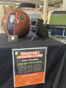 The Edgar Allan Poe short story The Raven inspired this pumpkin