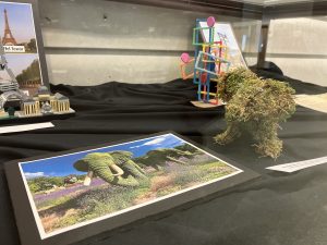 A model elephant made of plant-like material